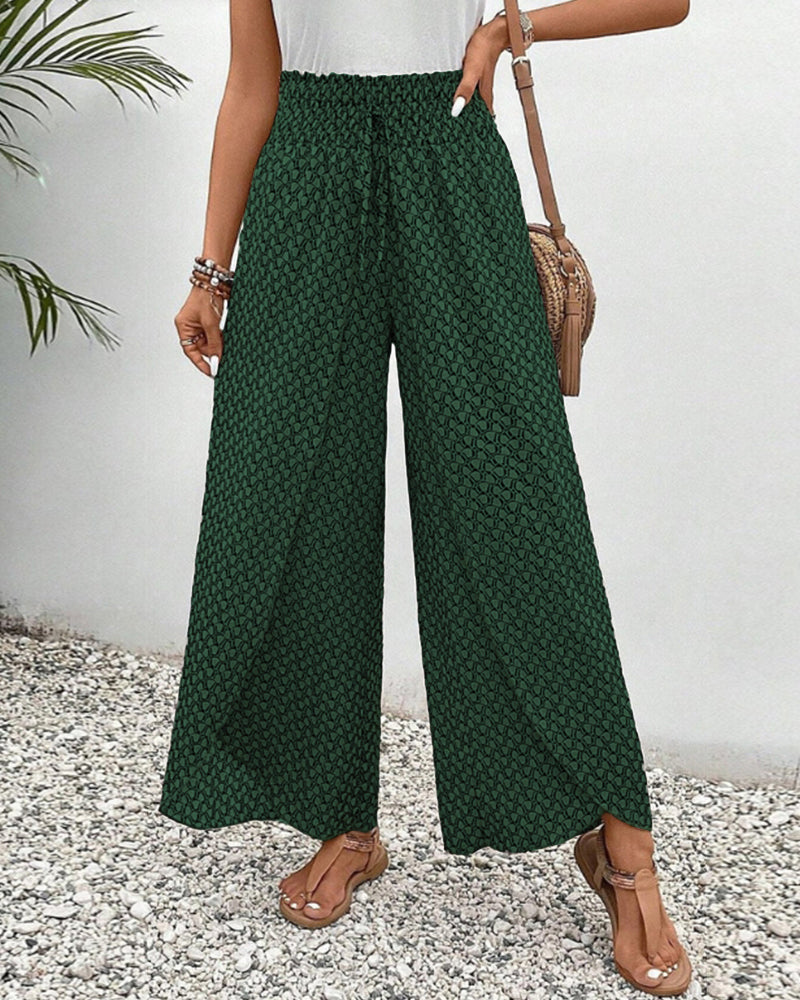 Geometrische Hose mit elastischen Beinen und Kordelzug
