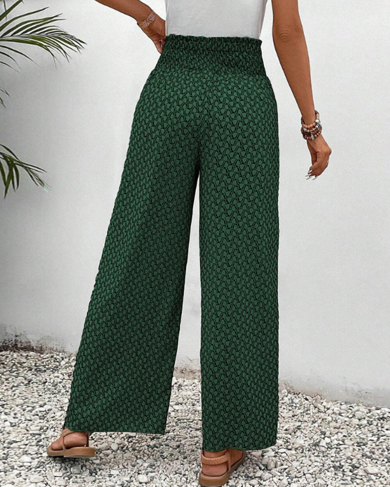 Geometrische Hose mit elastischen Beinen und Kordelzug