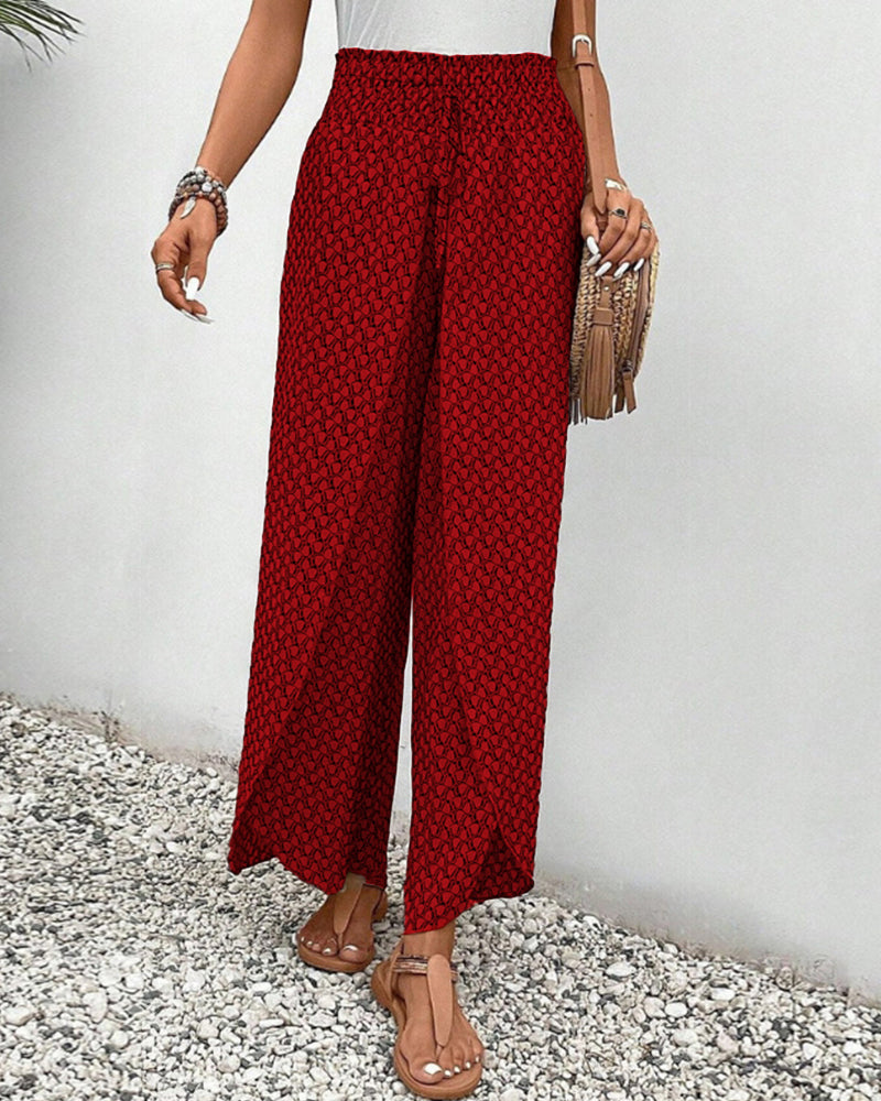 Geometrische Hose mit elastischen Beinen und Kordelzug
