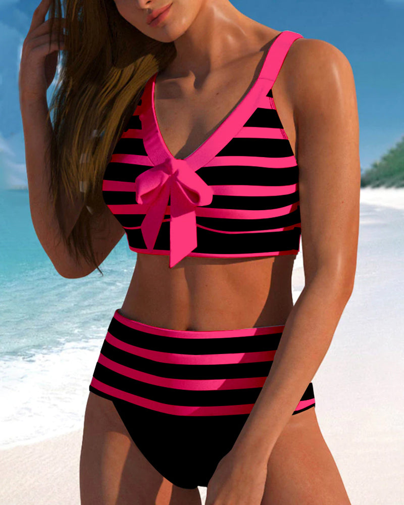 LK® | Gestreifter Bikini mit hoher Taille