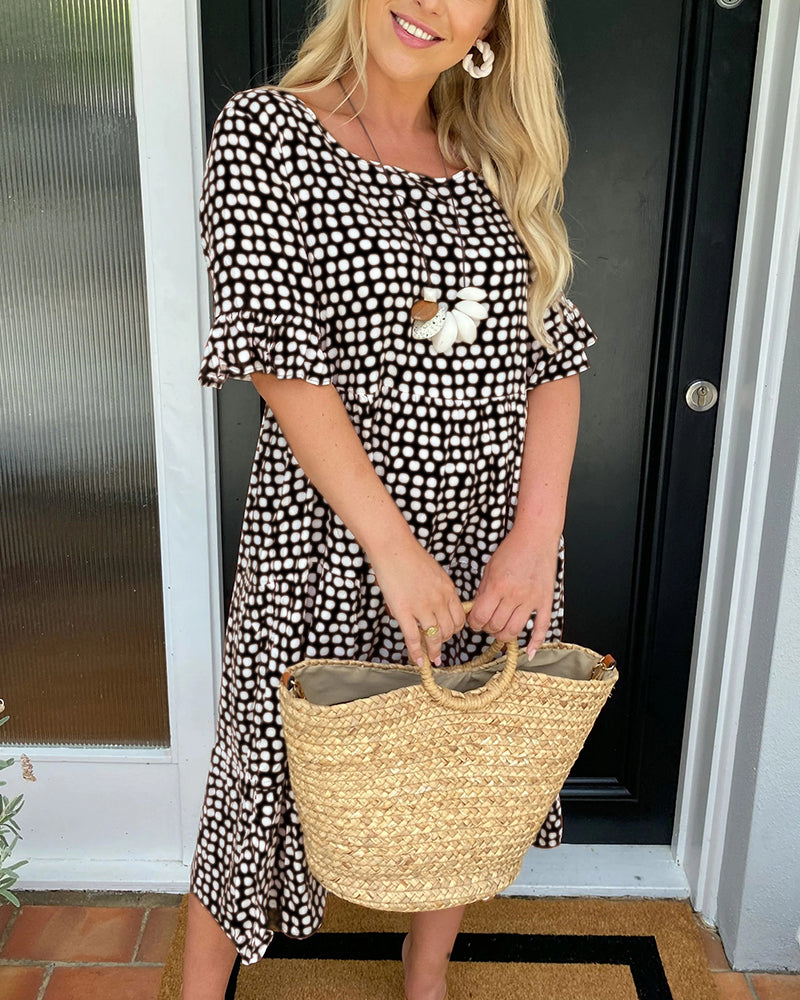 LK® | Midi-Kleid mit Rundhalsausschnitt und Punkteprint