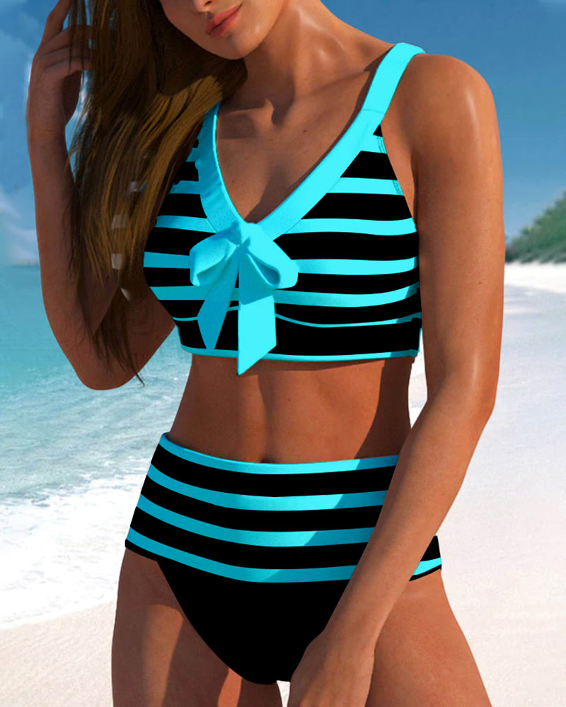 LK® | Gestreifter Bikini mit hoher Taille