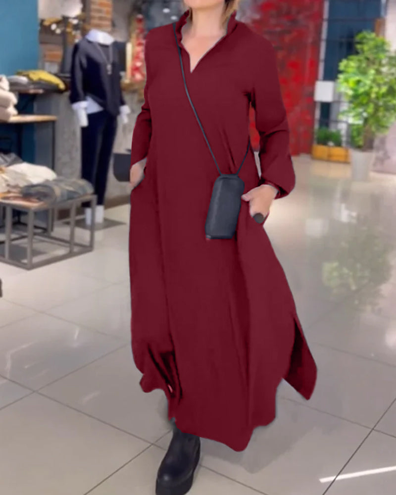 LK® | Lockere lange Kleid mit seitlichem Schlitz