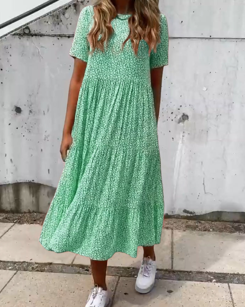LK® | Kleid mit kurzen Ärmeln und Blumenmuster