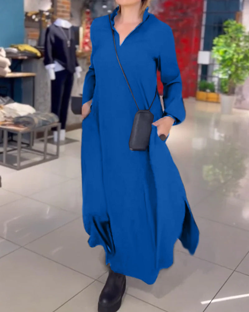 LK® | Lockere lange Kleid mit seitlichem Schlitz