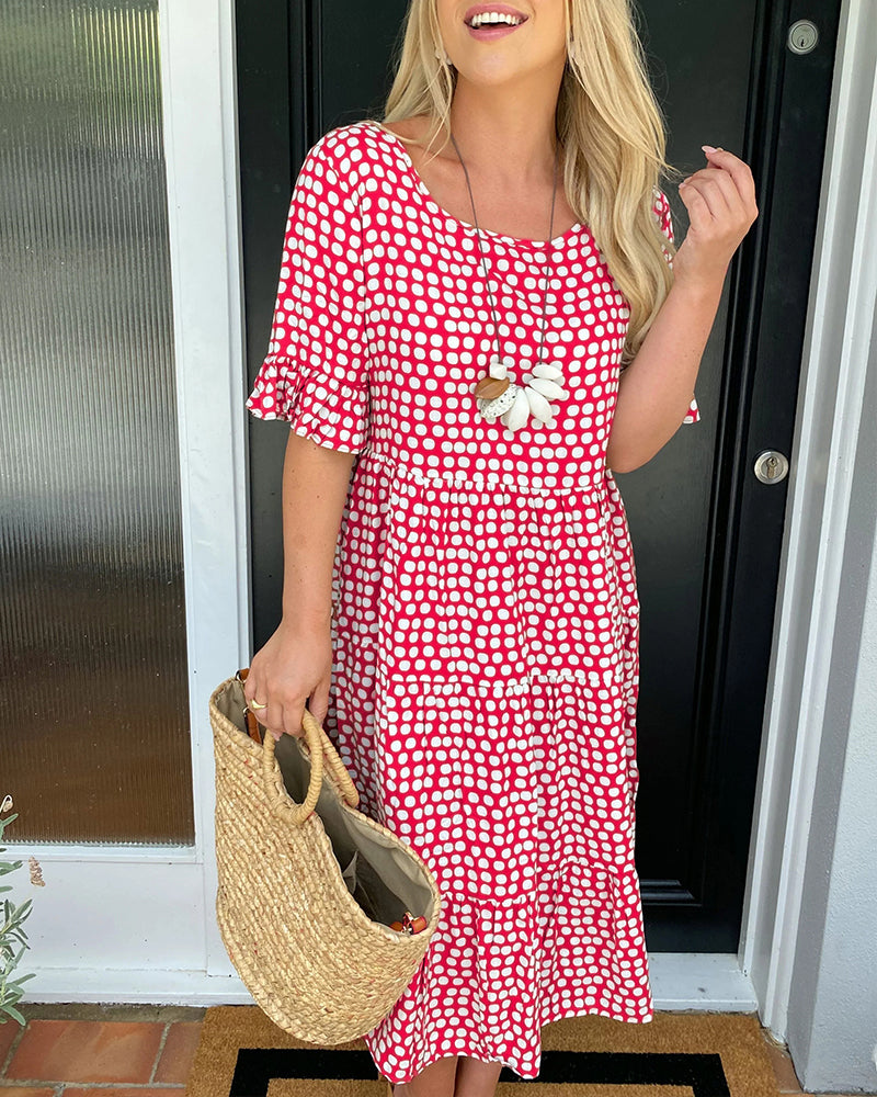 LK® | Midi-Kleid mit Rundhalsausschnitt und Punkteprint