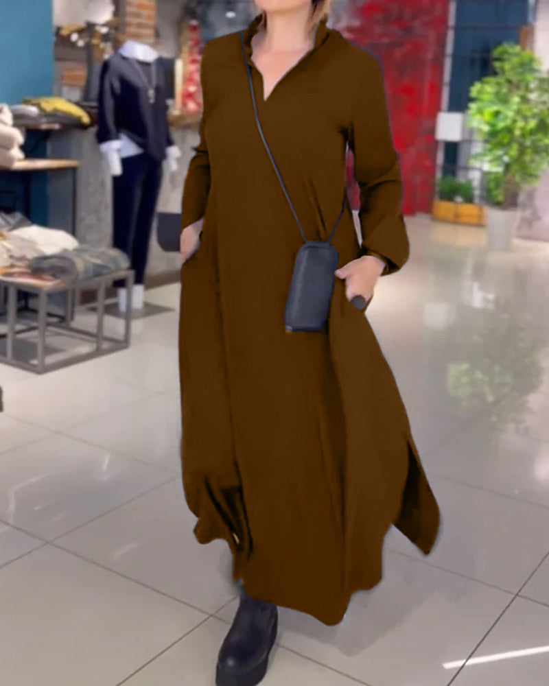 LK® | Lockere lange Kleid mit seitlichem Schlitz