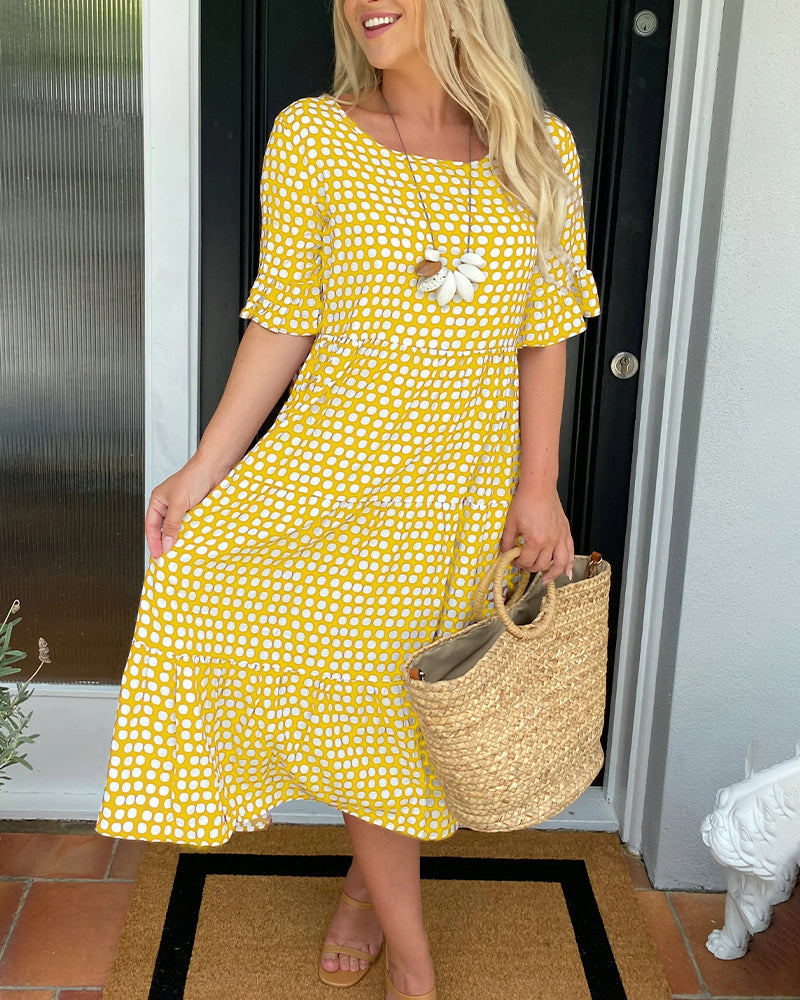 LK® | Midi-Kleid mit Rundhalsausschnitt und Punkteprint