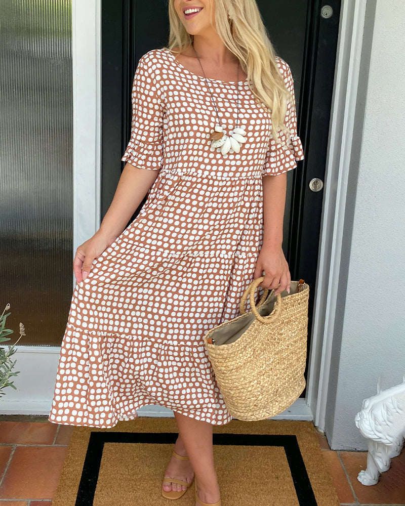 LK® | Midi-Kleid mit Rundhalsausschnitt und Punkteprint