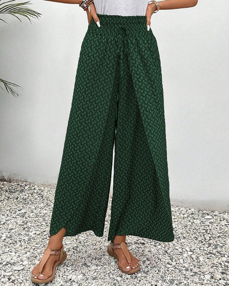 Geometrische Hose mit elastischen Beinen und Kordelzug