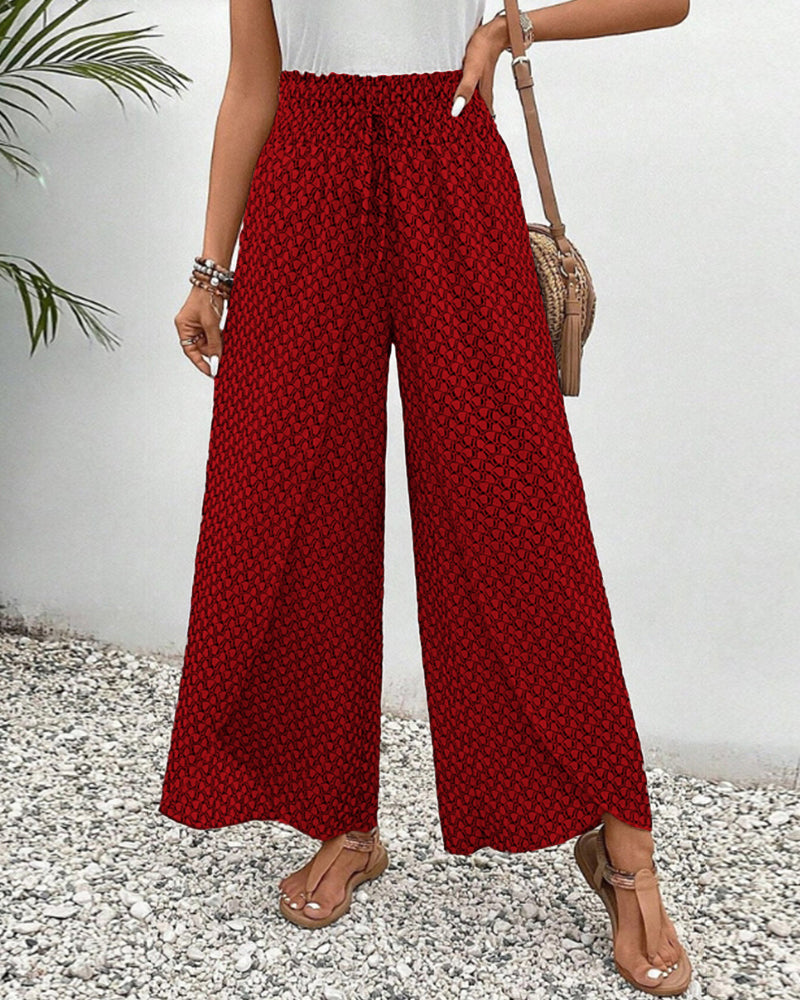 Geometrische Hose mit elastischen Beinen und Kordelzug