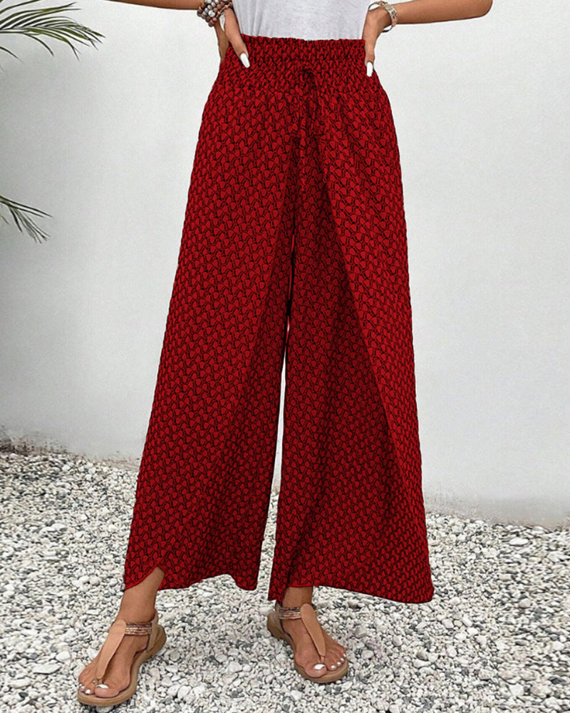 Geometrische Hose mit elastischen Beinen und Kordelzug