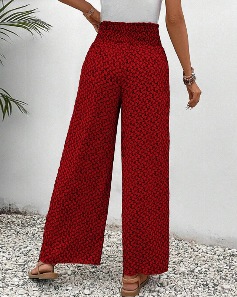 Geometrische Hose mit elastischen Beinen und Kordelzug