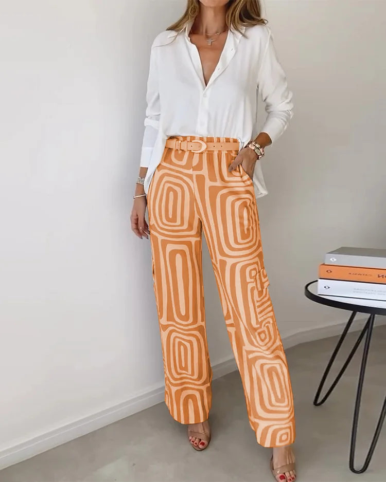 Kammay Stilvolle Hosenanzug Set – Inklusive Bluse und Gürtel