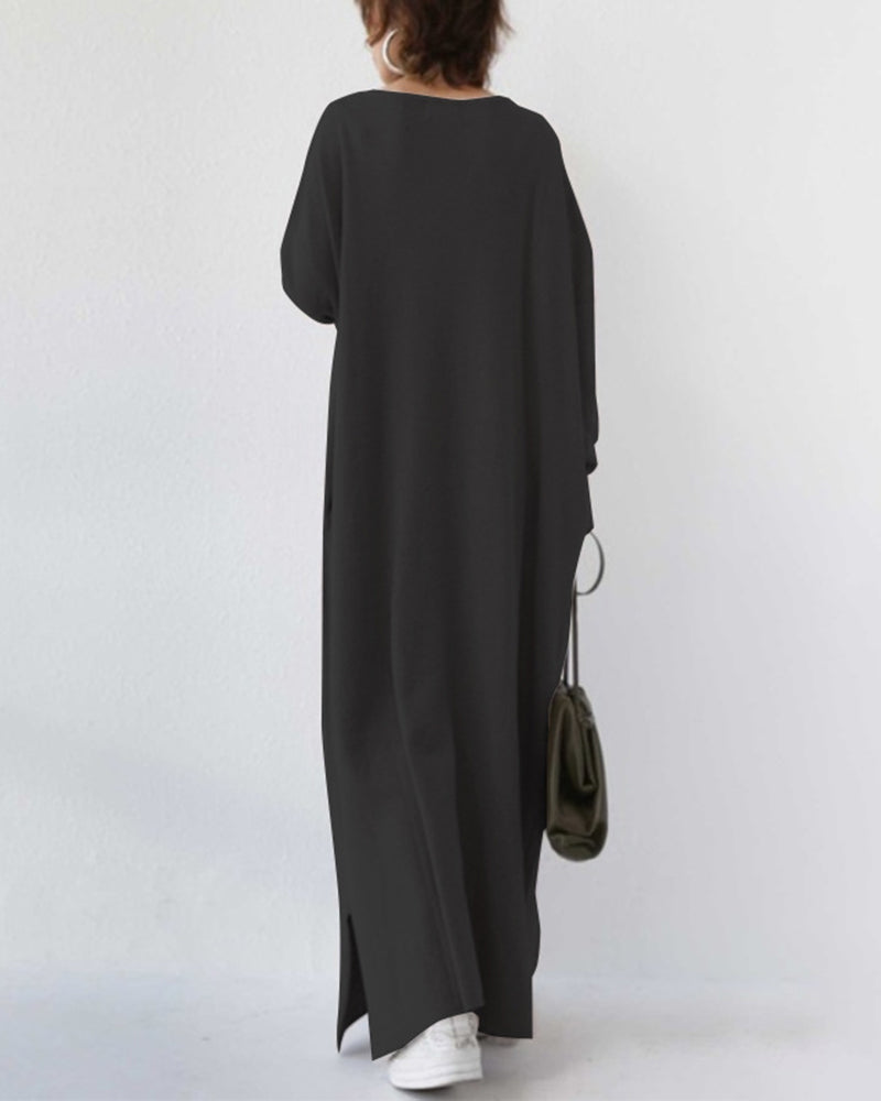 LK® | Modische Lange Ärmel V-Ausschnitt Kleid
