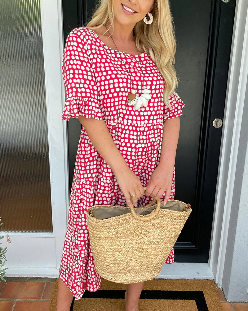 LK® | Midi-Kleid mit Rundhalsausschnitt und Punkteprint