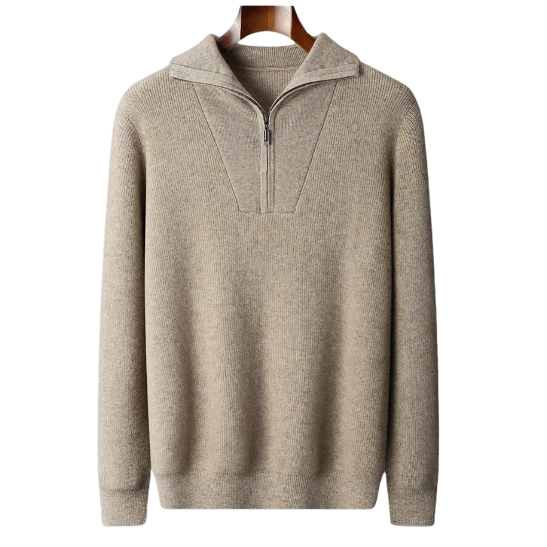 100% CASHMERE HALB-ZIP-PULLOVER