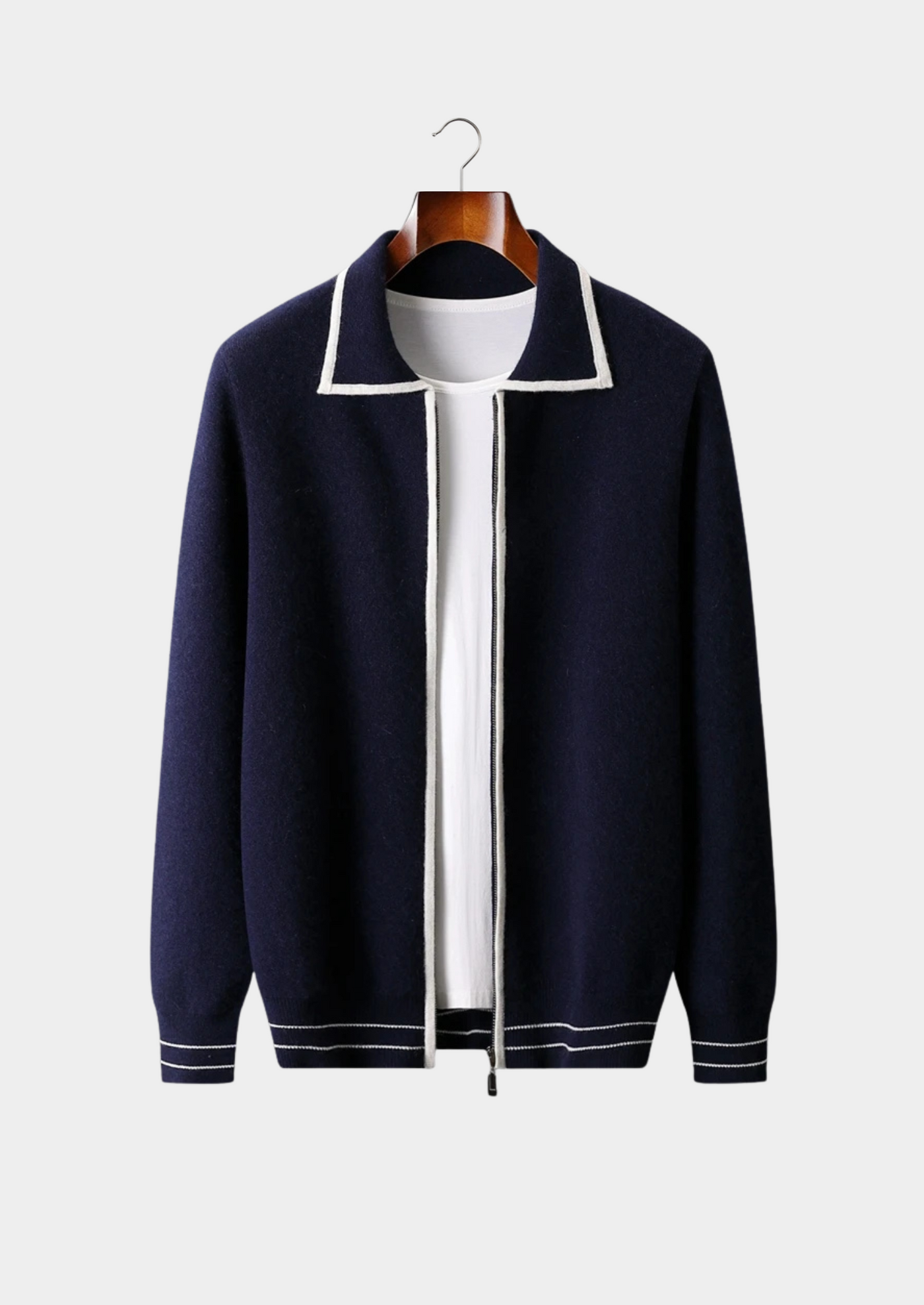 NOBA Two-Tone Wool Polo Cardigan
