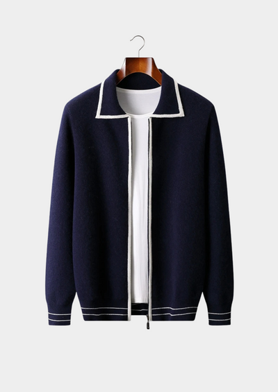 NOBA Two-Tone Wool Polo Cardigan