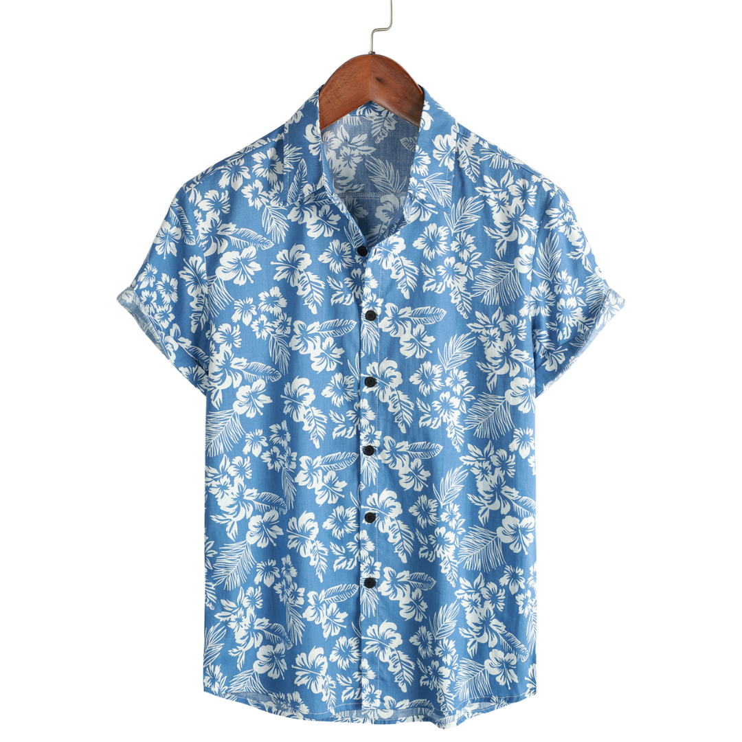 Hawaiibluse mit kurzen Ärmeln und Blumenmuster