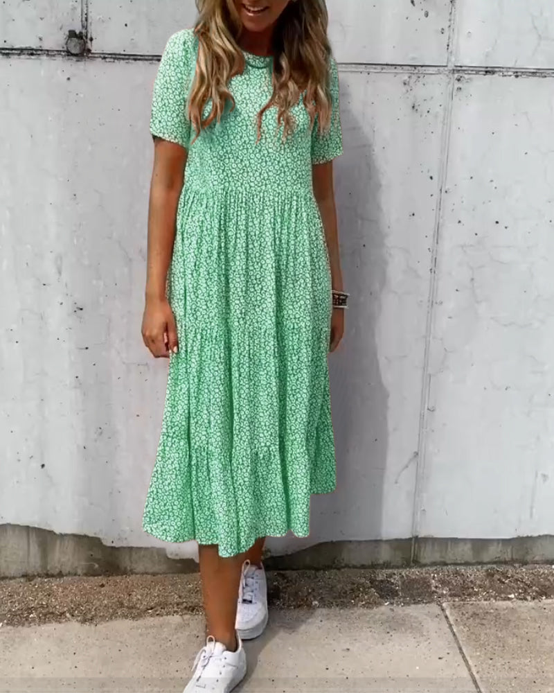 LK® | Kleid mit kurzen Ärmeln und Blumenmuster