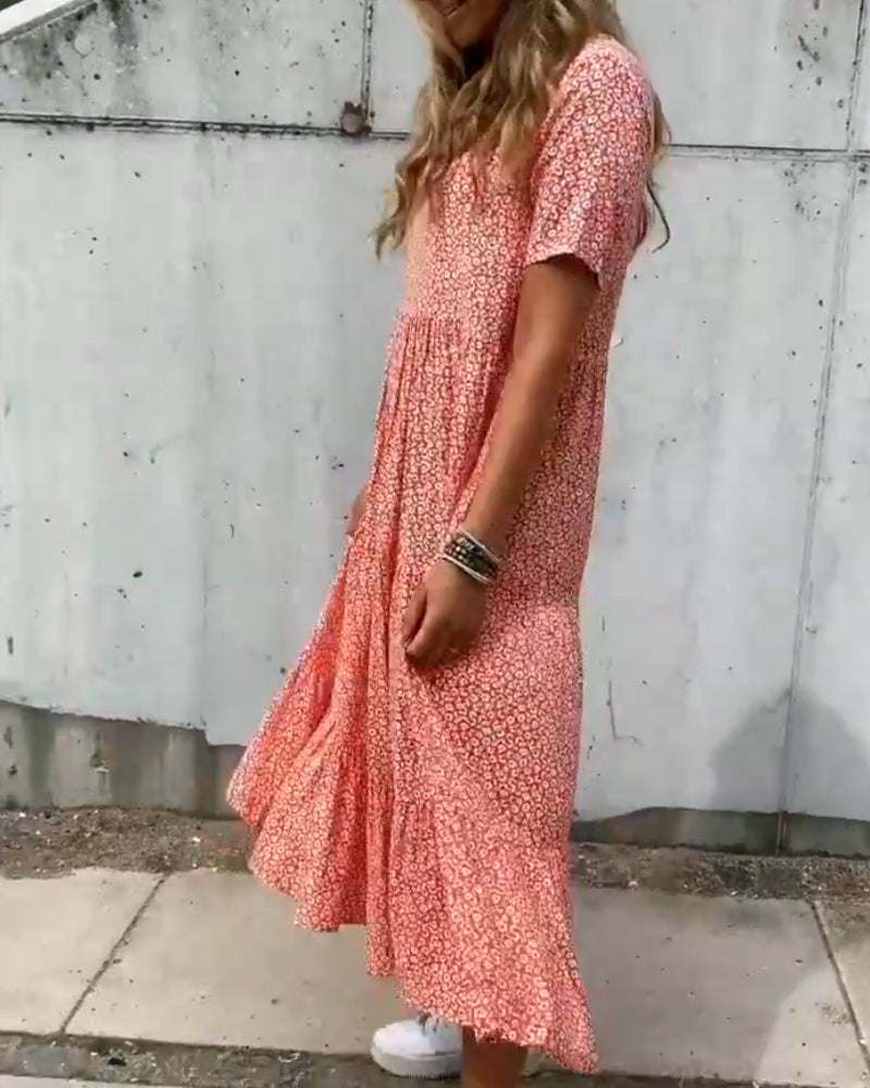 LK® | Kleid mit kurzen Ärmeln und Blumenmuster