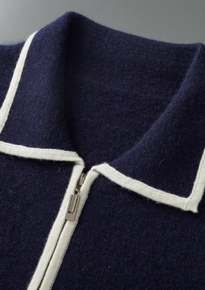 NOBA Two-Tone Wool Polo Cardigan