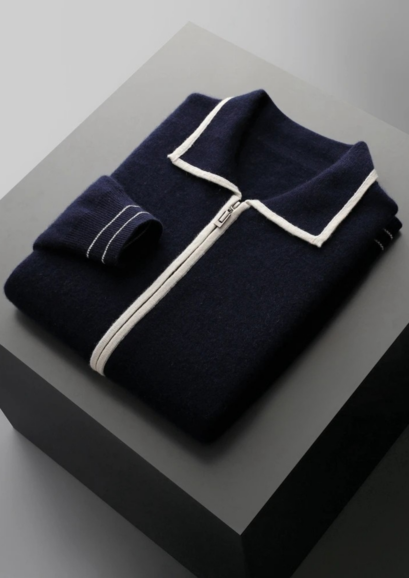 NOBA Two-Tone Wool Polo Cardigan