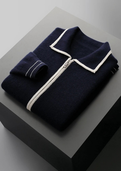 NOBA Two-Tone Wool Polo Cardigan