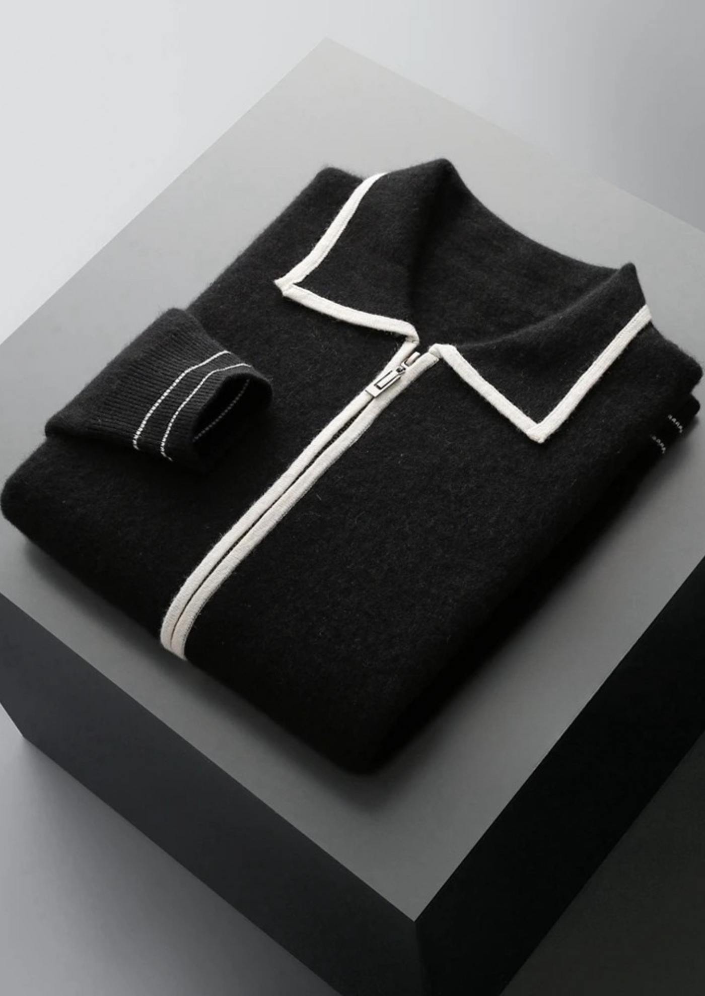 NOBA Two-Tone Wool Polo Cardigan