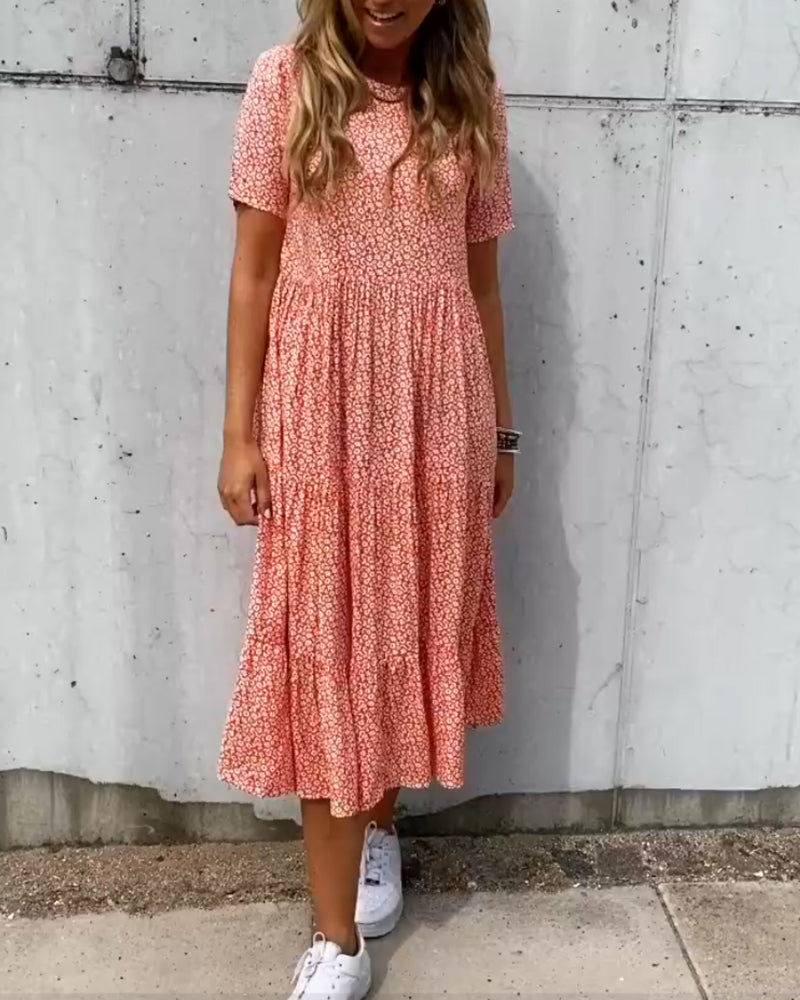 LK® | Kleid mit kurzen Ärmeln und Blumenmuster