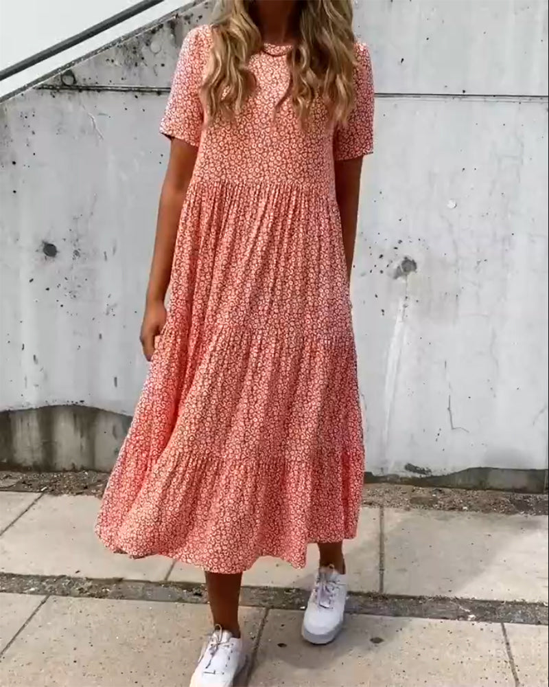 LK® | Kleid mit kurzen Ärmeln und Blumenmuster