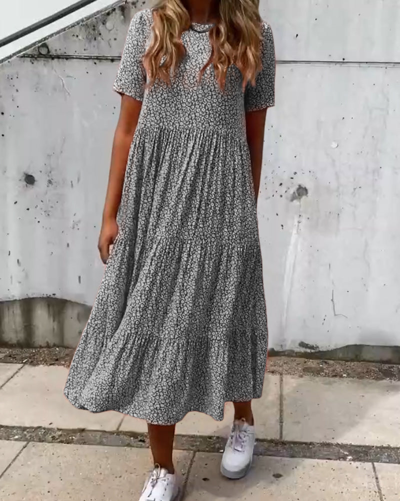 LK® | Kleid mit kurzen Ärmeln und Blumenmuster