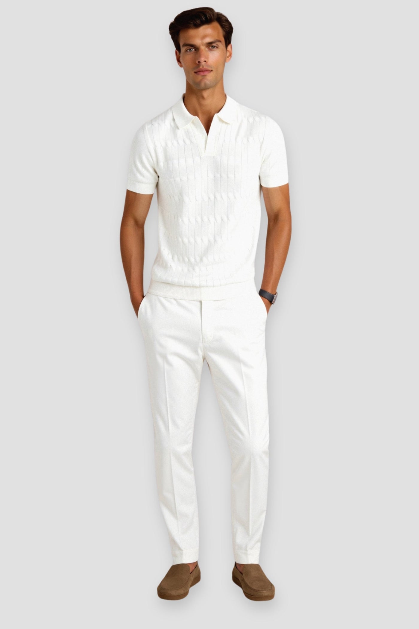 Kraus Premium V-Neck Cable Knit Polo