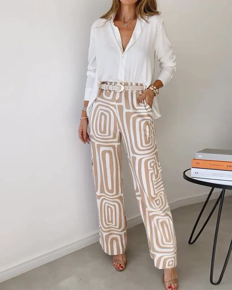 Kammay Stilvolle Hosenanzug Set – Inklusive Bluse und Gürtel