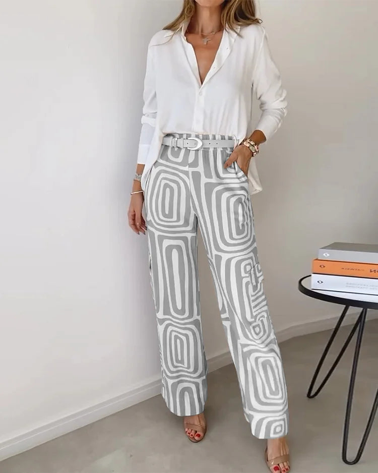 Kammay Stilvolle Hosenanzug Set – Inklusive Bluse und Gürtel