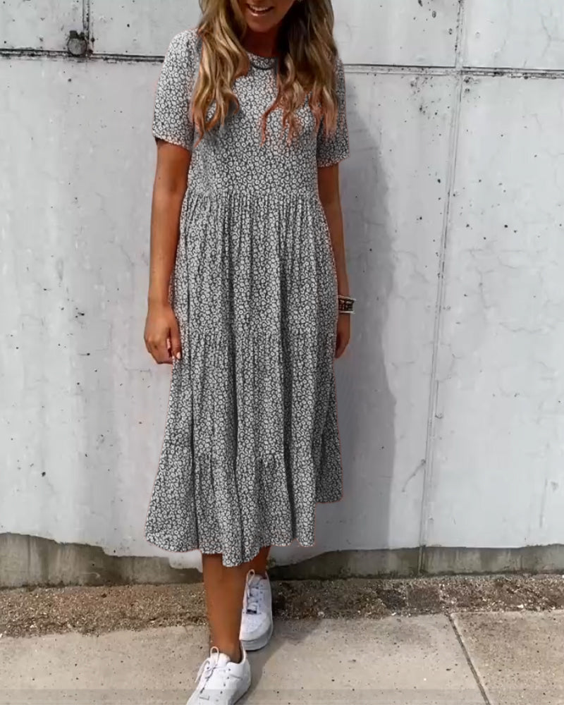LK® | Kleid mit kurzen Ärmeln und Blumenmuster
