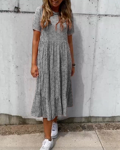 LK® | Kleid mit kurzen Ärmeln und Blumenmuster