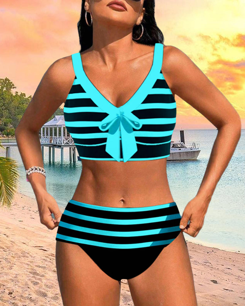 LK® | Gestreifter Bikini mit hoher Taille
