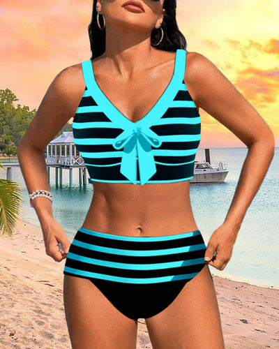 LK® | Gestreifter Bikini mit hoher Taille