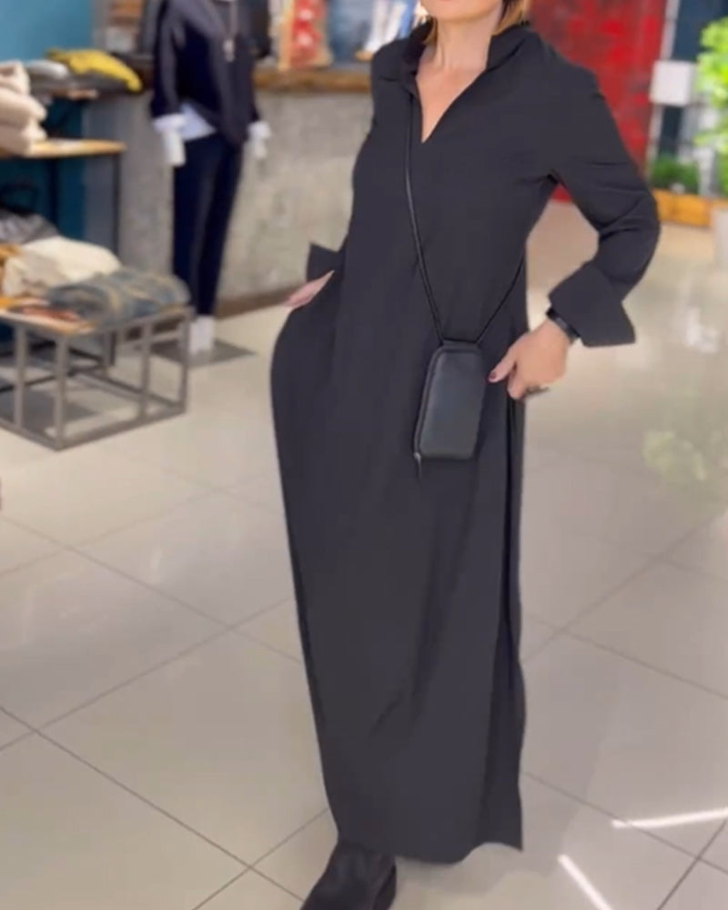 LK® | Lockere lange Kleid mit seitlichem Schlitz