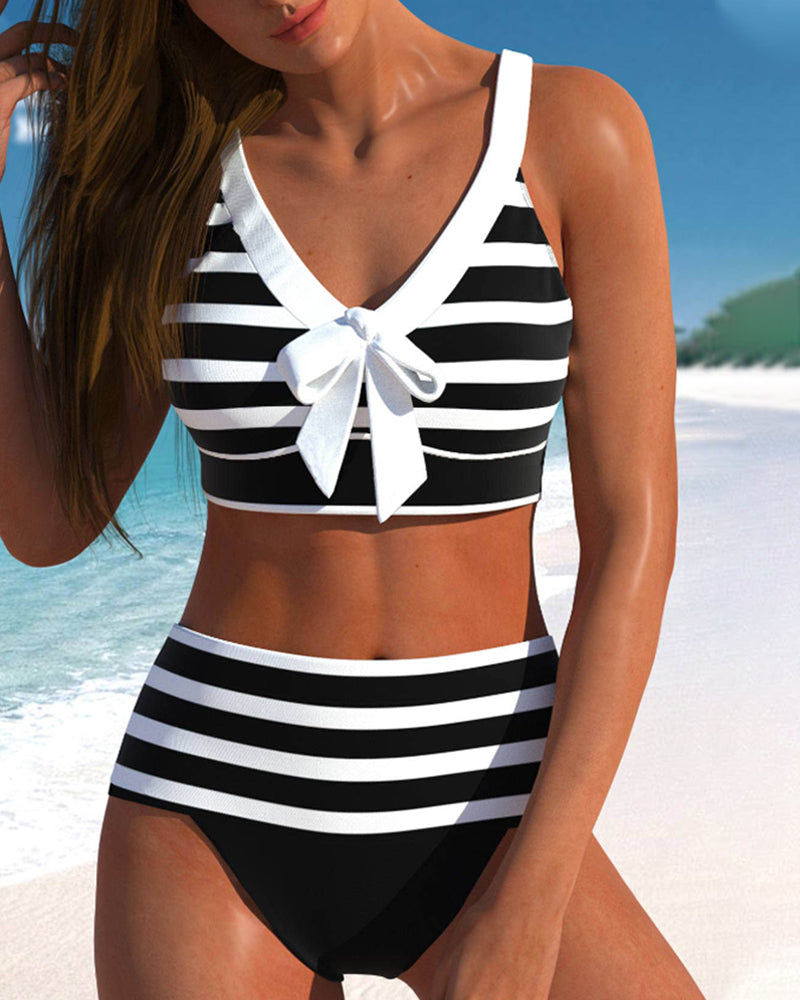 LK® | Gestreifter Bikini mit hoher Taille