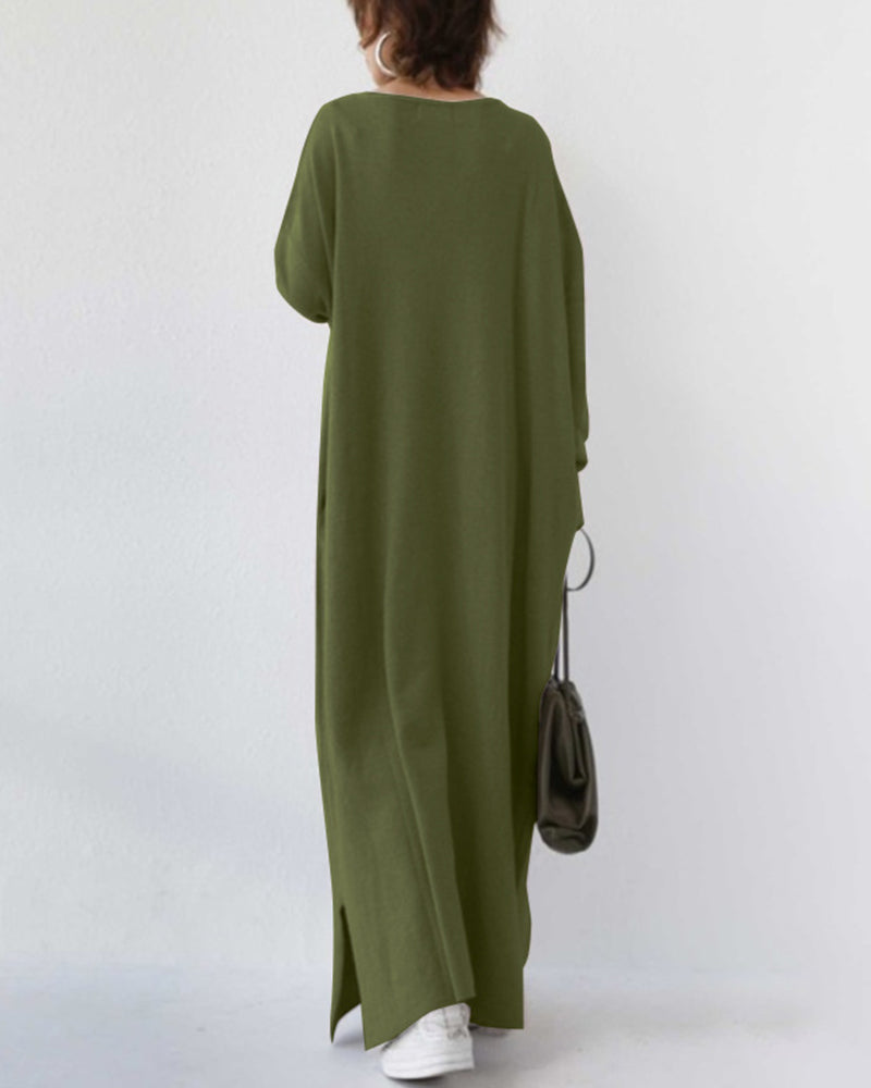 LK® | Modische Lange Ärmel V-Ausschnitt Kleid