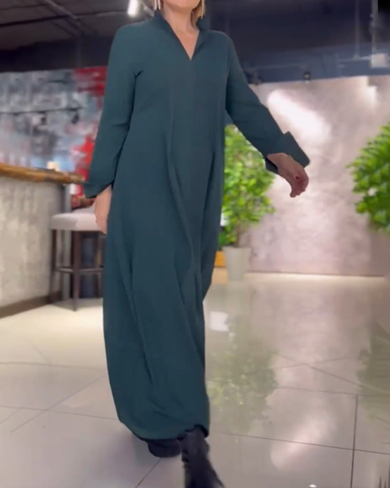 LK® | Lockere lange Kleid mit seitlichem Schlitz