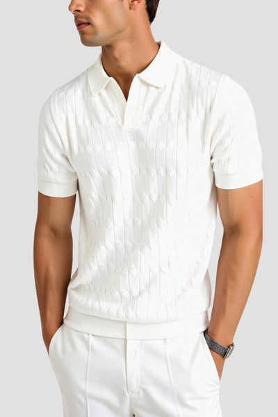 Kraus Premium V-Neck Cable Knit Polo