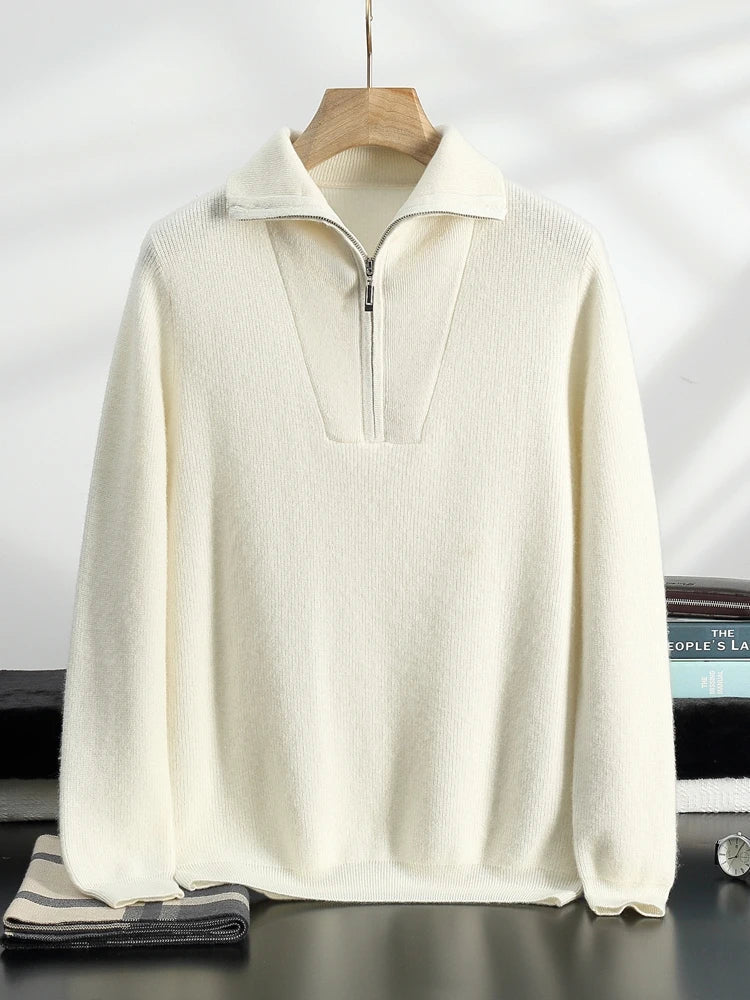 100% CASHMERE HALB-ZIP-PULLOVER