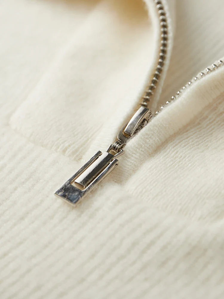 100% CASHMERE HALB-ZIP-PULLOVER