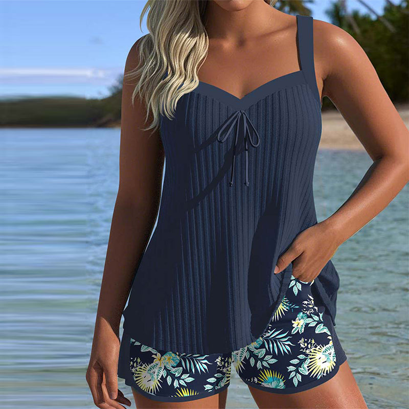LK® | Gestreifter Tankini mit Zweiteiligem Strandhöschen