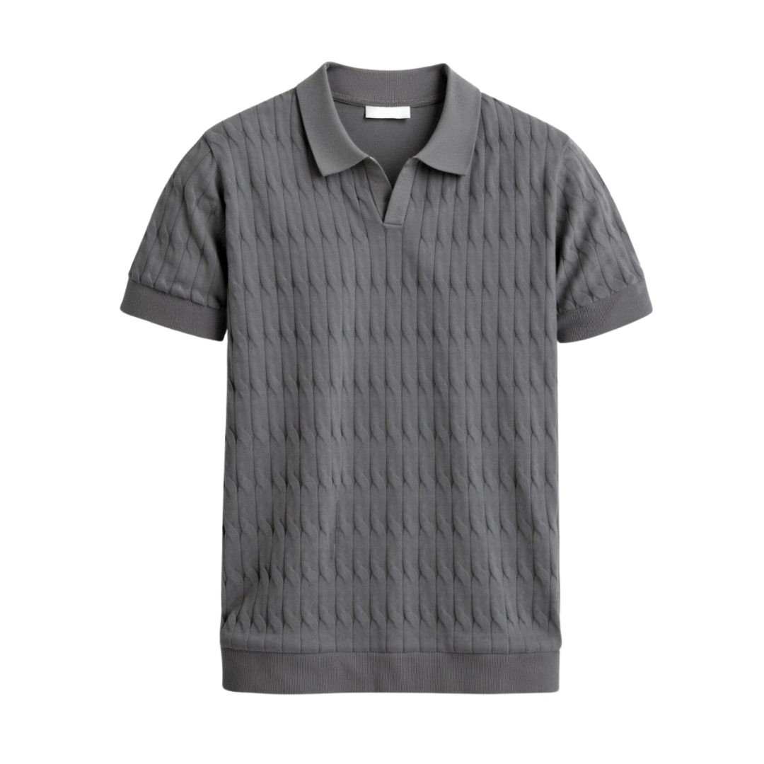 Kraus Premium V-Neck Cable Knit Polo