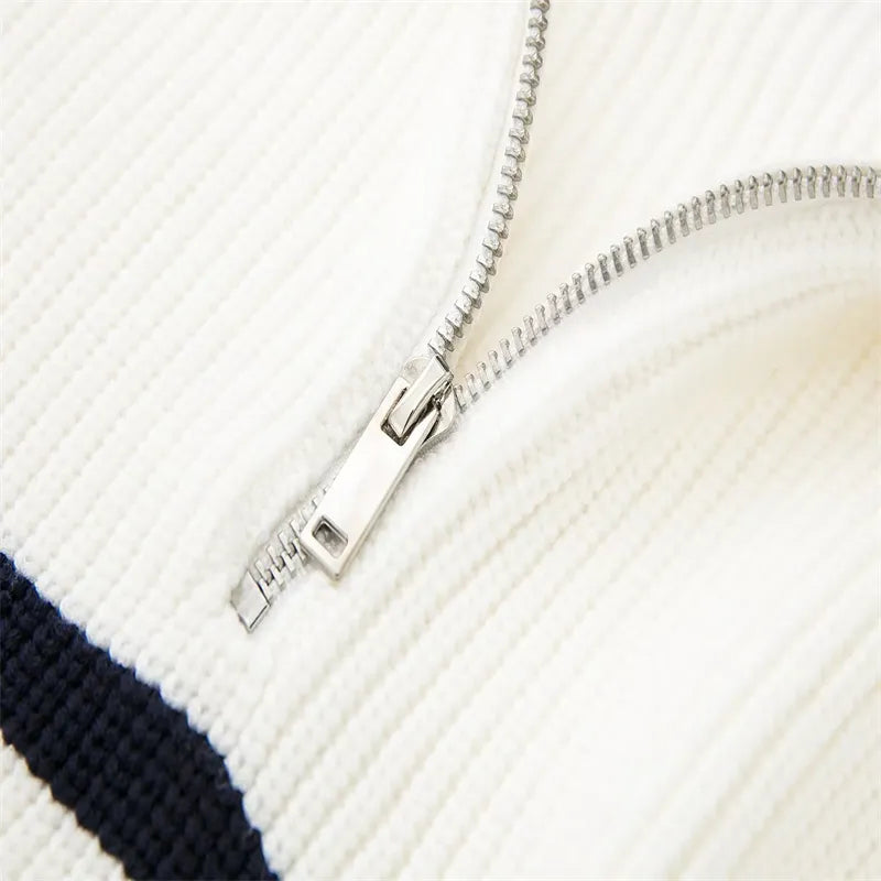 Gestreifter Zip-Up Pullover